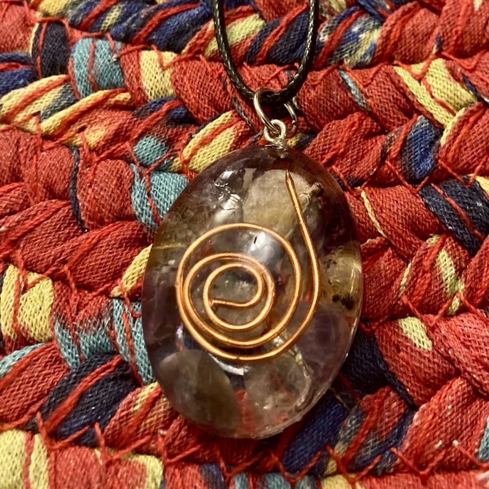 Amethyst orgone charm necklace